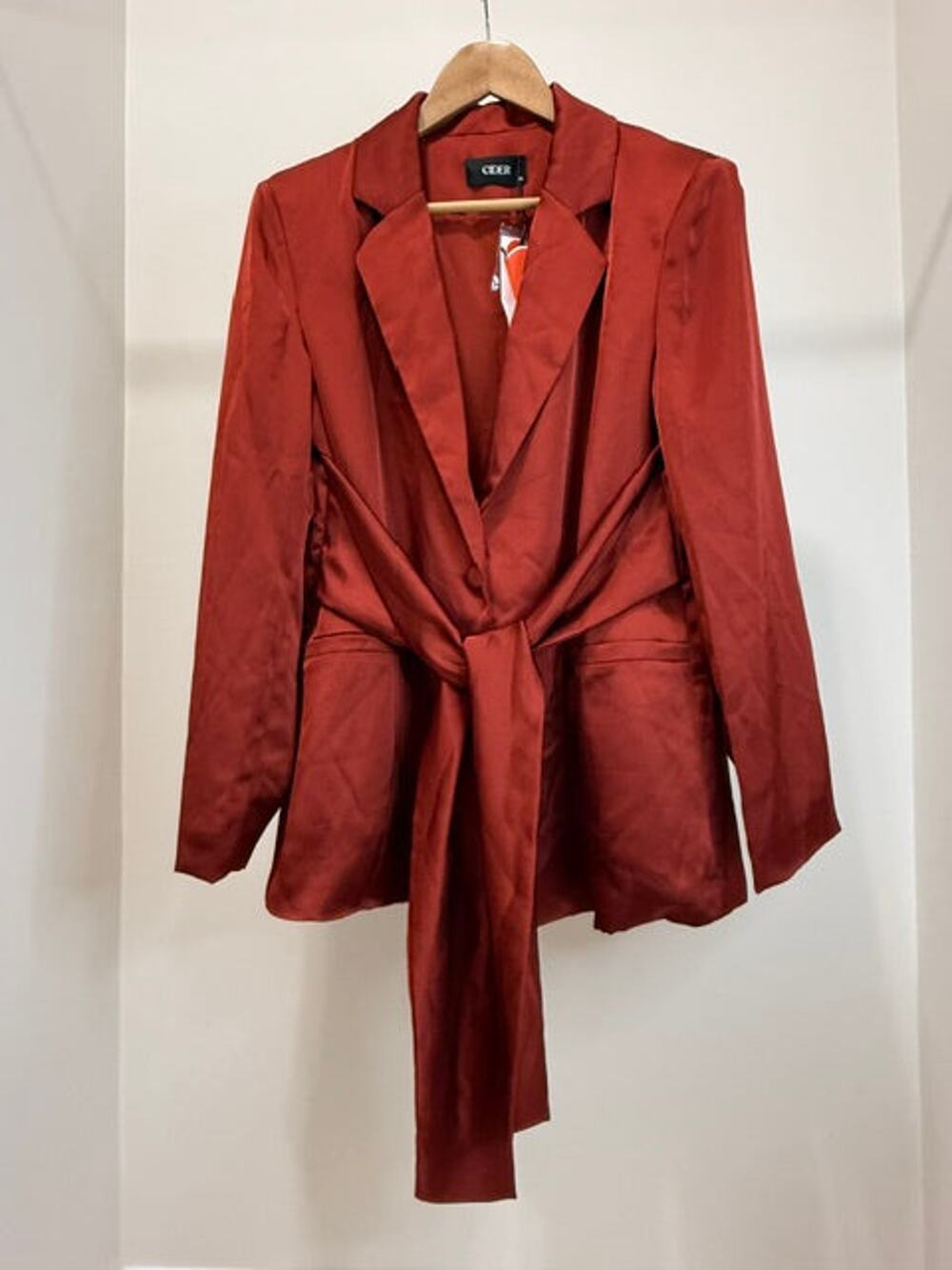 Cider Satin Belted Blazer Rust Burnt Orange NWT SzXL